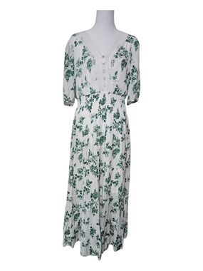 Green Floral V-Neck Maxi Dress